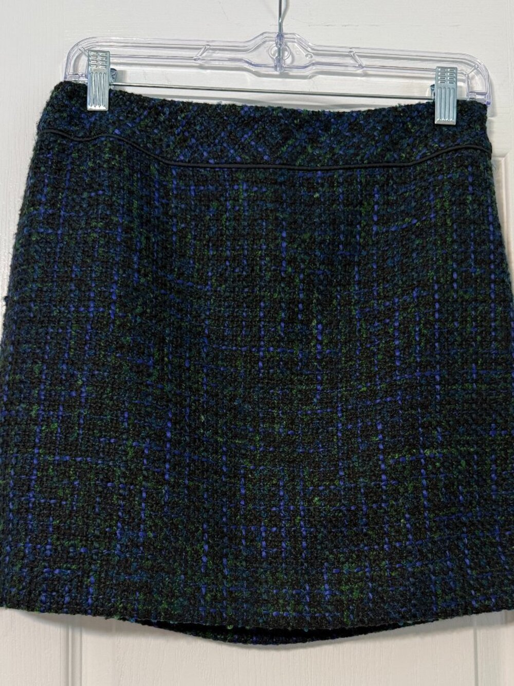 Loft Petites Textured Boucle Mini Skirt Blue Green Black Size 2P